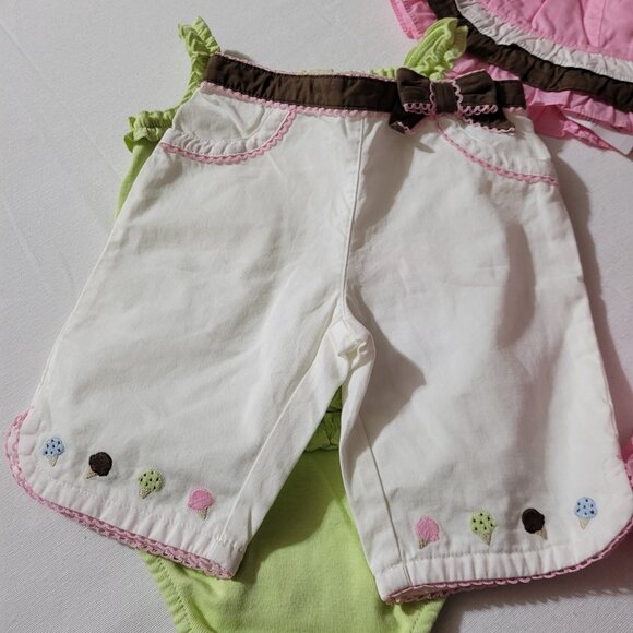 Gymboree Ice Cream Shop NWT 6-12 month skort bodysuit Capri Hat Outfit. - Picture 2 of 4